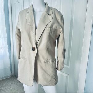 Vintage Y2K Wet Seal Beige Linen Blazer Jacket Women’s Small Academia